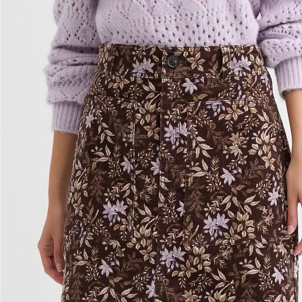 LOFT Petite Garden Corduroy Mini Pocket Skirt - iced espresso - Picture 2 of 6